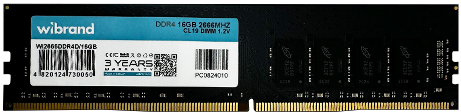 Память DDR Wibrand DDR4 16GB 2666MHz CL19 DIMM (WI2666DDR4D/16GB) - Фото 1