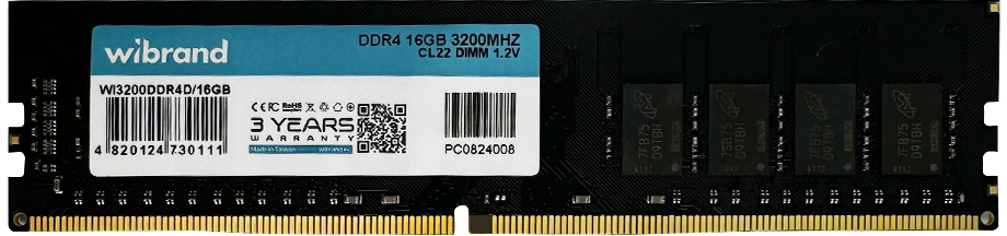 Память DDR Wibrand DDR4 16GB 3200MHz CL22 DIMM (WI3200DDR4D/16GB) - Фото 1