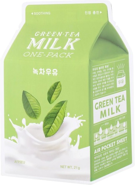 Маска для лица A'pieu Milk One-Pack с экстрактом зеленого чая 21 мл (8806185780278) - Фото 1