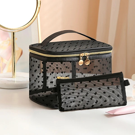 Косметичка Love You Home 14х21х14 см +10х19 см черный (59044) - Фото 1