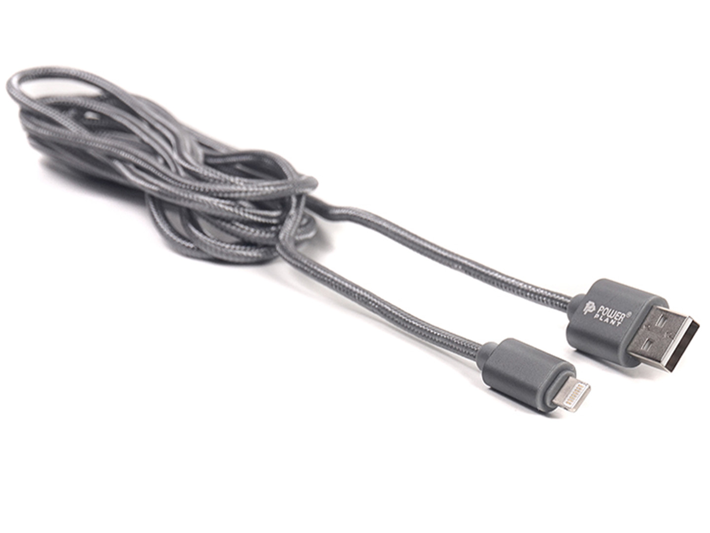 Кабель синхронизации данных PowerPlant Quick Charge USB 2.0 AM - Lightning 2m Grey (CA910526) - Фото 1