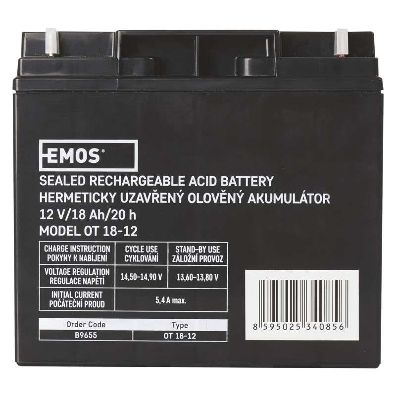 Аккумулятор для ИБП EMOS B9655, AGM, 12V, 18Ah, L1 - Фото 1