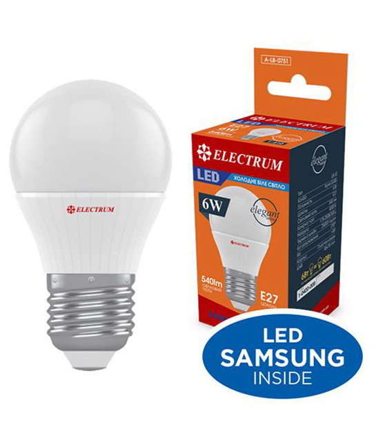 Лампочка світлодіодна Electrum 6W E27 4000K A-LB-0751 - Фото 1