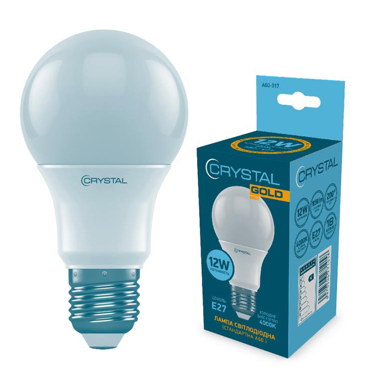 Лампочка светодиодная Crystal Gold 12W Е27 4000K A60 (A60-017) - Фото 1