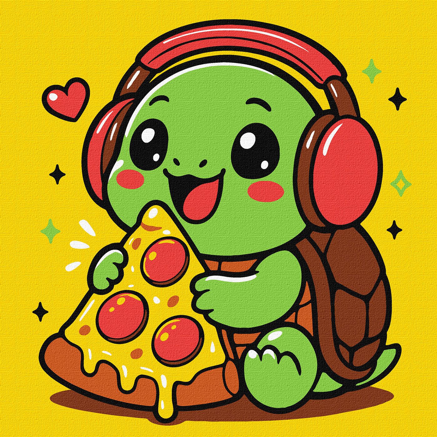 Картина по номерам Ideyka для детей "Черепашка и пицца" 25х25 см (KHO1288) - Фото 1