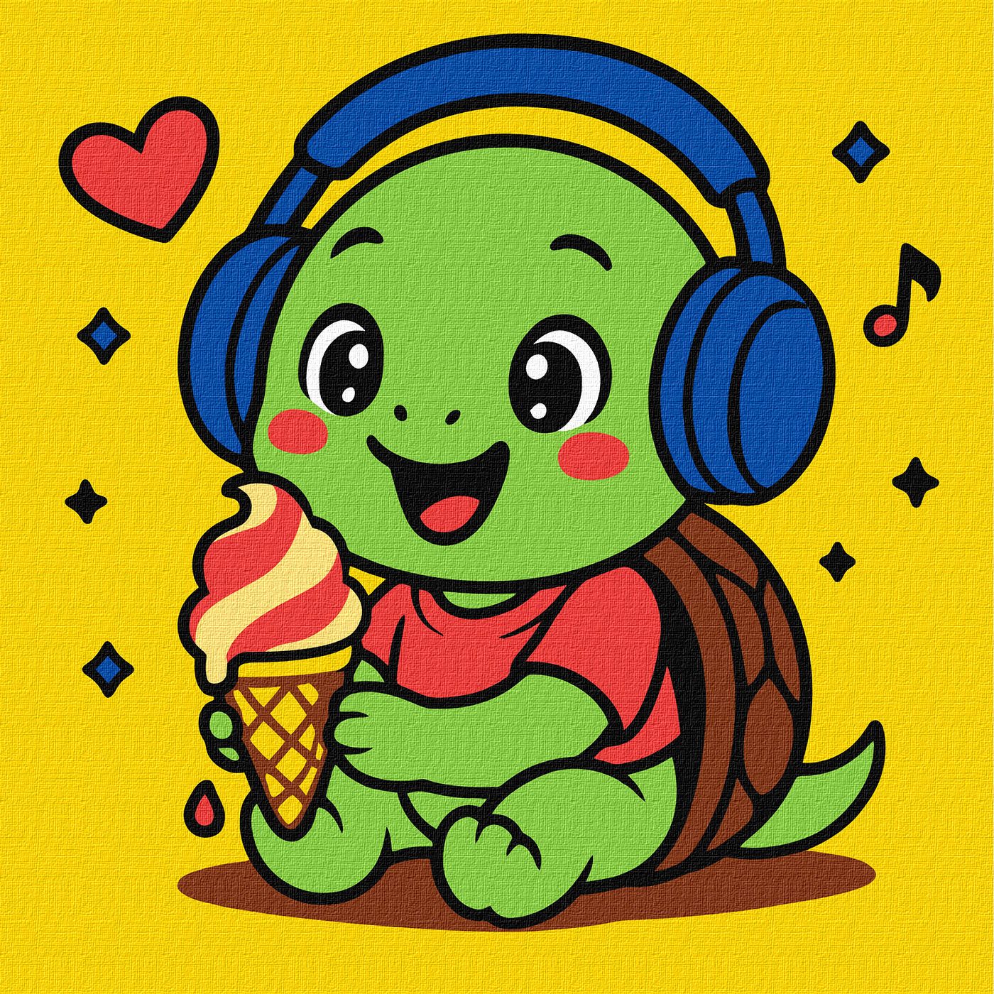 Картина по номерам Ideyka для детей "Черепашка ест мороженое" 25х25 см (KHO1298) - Фото 1