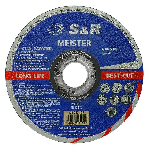 Круг отрезной по металлу S&R Meister 125x1,2x22.2 мм 25 шт. (131012125-25) - Фото 1