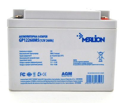 Аккумулятор для ИБП Merlion AGM GP12260M6 12 V 26 Ah - Фото 1