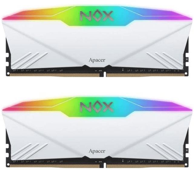 Память DDR Apacer DDR4 2х8GB/3200 Apacer NOX RGB White (AH4U16G32C28YNWAA-2) - Фото 1