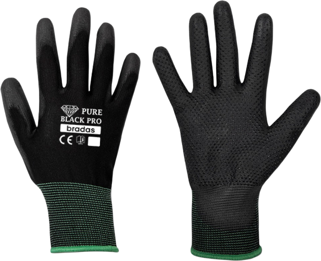 Купити Рукавички садові BRADAS Pure Black Pro з ПУ-покриттям розмір 10 12 пар Чорні (RWPBCP10) - Фото 1 Рукавички садові BRADAS Pure Black Pro з ПУ-покриттям розмір 10 12 пар Чорні (RWPBCP10) - Фото 1