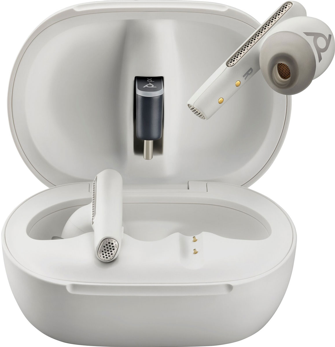 Наушники вкладыши беспроводные TWS Poly Voyager Free 60+ Earbuds + BT700C + TSCHC White (7Y8G6AA) - Фото 1