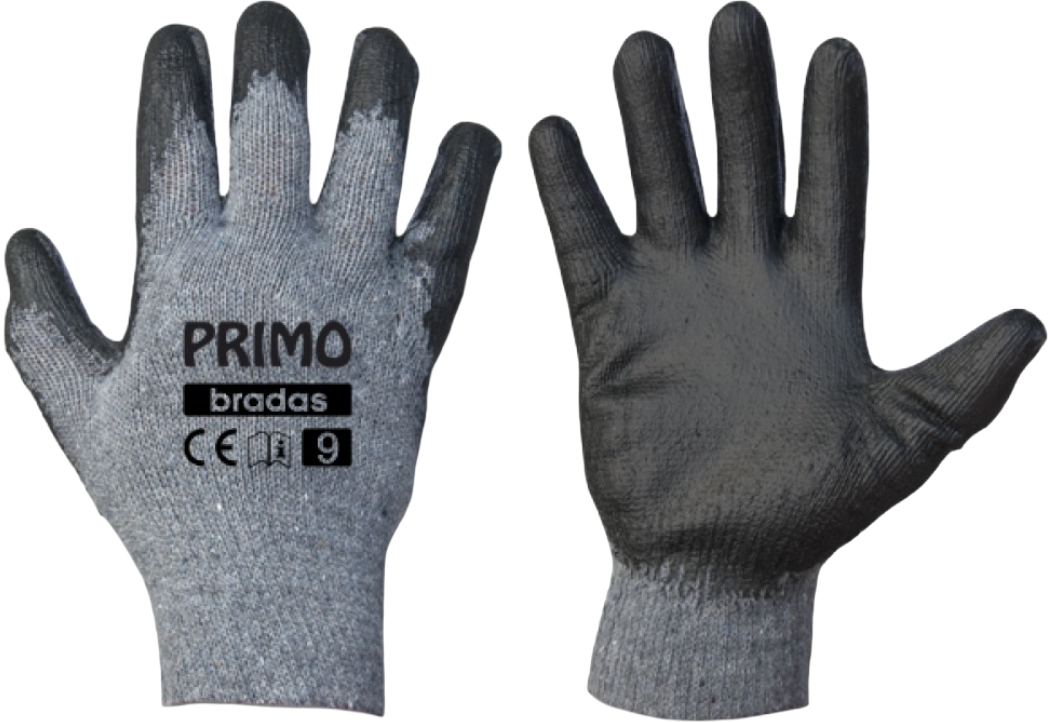 Перчатки садовые BRADAS Primo с латексным покрытием, размер 8, 12 пар Серые (RWPR8) - Фото 1