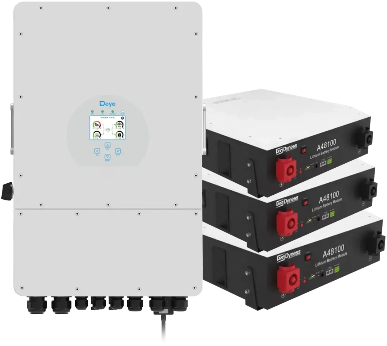 Система хранения энергии Deye SUN-10K-SG02LP1-EU-AM3-3DY14.4K-LFP-W - Фото 1