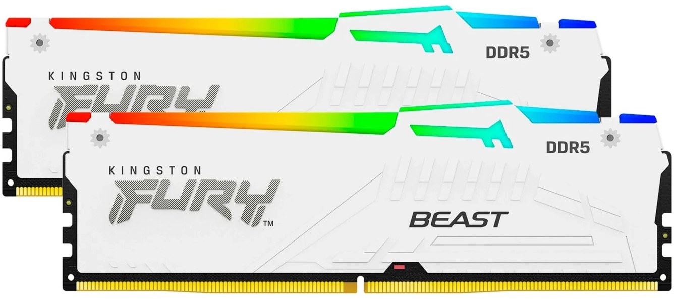 Память DDR Kingston Fury 64 GB (2x32GB) DDR5 5600 MHz Beast RGB EXPO White (KF556C36BWEAK2-64) - Фото 1