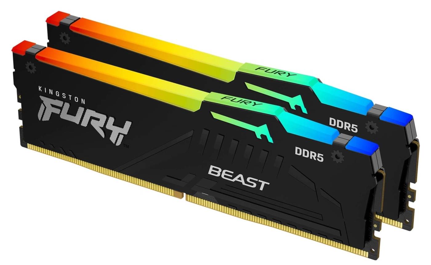 Память DDR Kingston FURY Beast Black RGB DDR5 6400 32GB (2x16GB) (KF564C32BBAK2-32) - Фото 1
