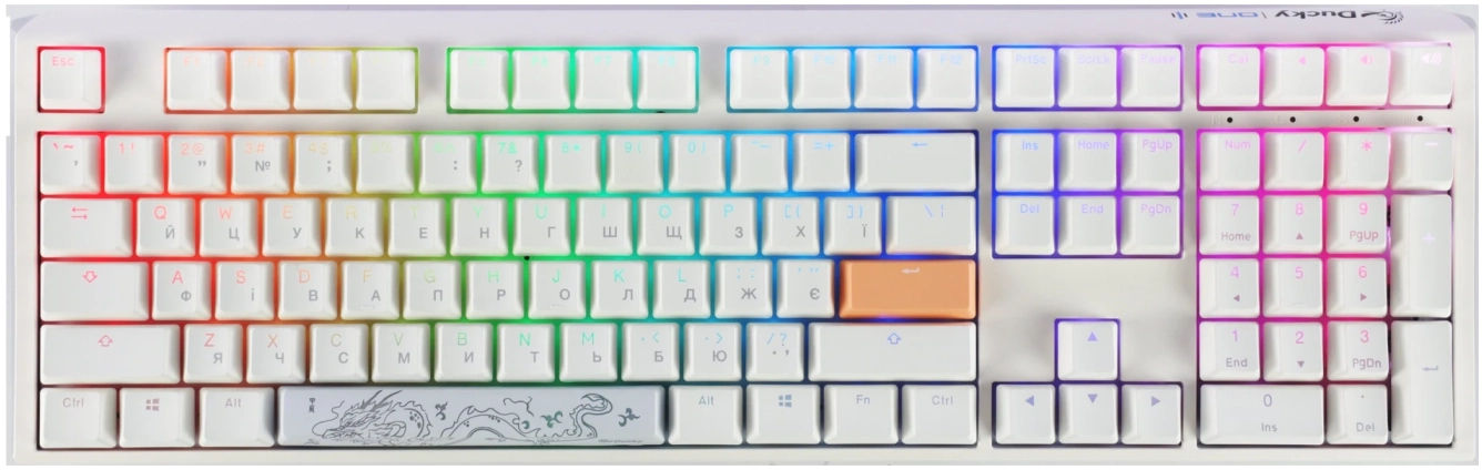 Клавиатура проводная игровая Ducky One 3 Cherry MX Speed Silver RGB White UA (DKON2108ST-PUAPXPWWWSC1) - Фото 1