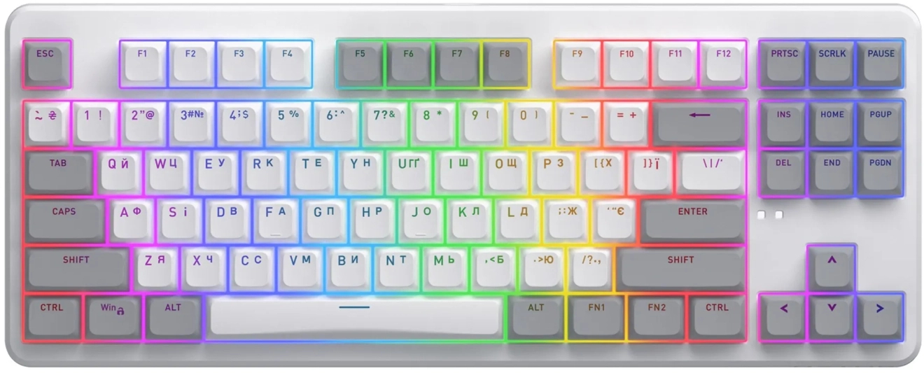 Клавиатура беспроводная игровая Hator Rockfall 3 Mecha TKL QMK/VIA Orange Wireless White (HTK851UA) - Фото 1