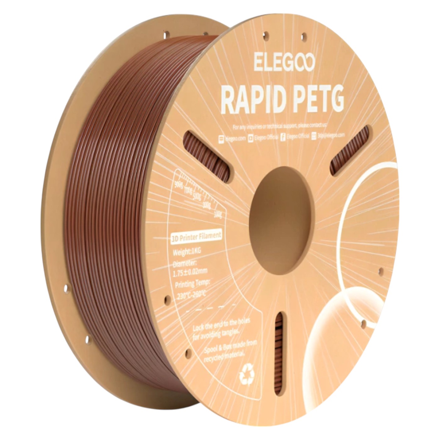 Нитка для PETG-картриджа Elegoo Rapid Filament 1.75 мм коричневый (50.203.0225) - Фото 1