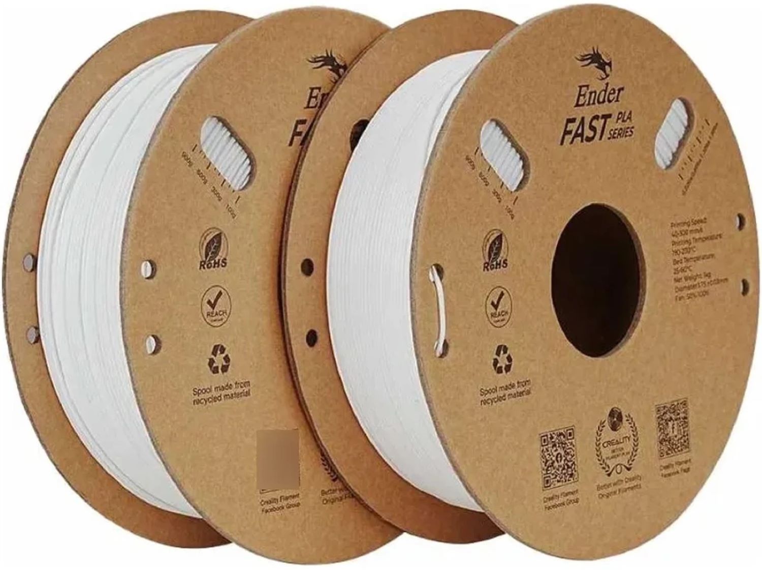 Нитка для PLA-картриджа Creality Ender 2x1кг, 1.75мм, White (3301010396) - Фото 1