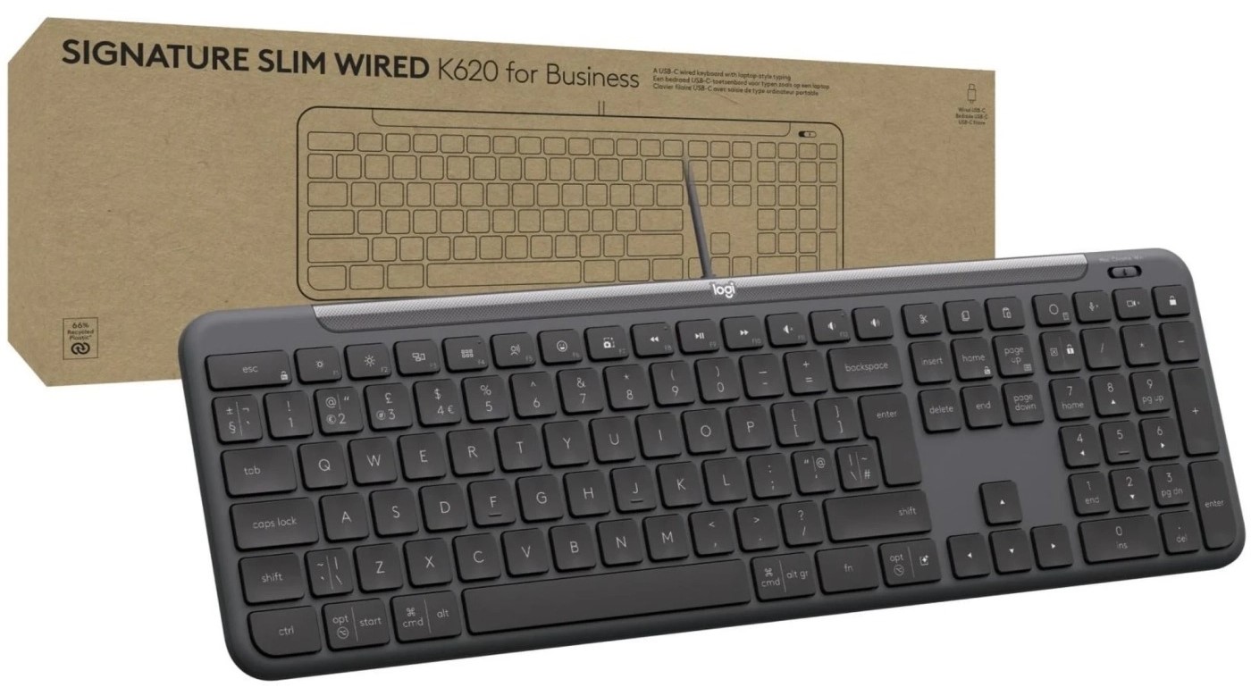Клавиатура проводная Logitech Signature Slimfor Business K620 USB-C UA Graphite (920-013333) - Фото 1
