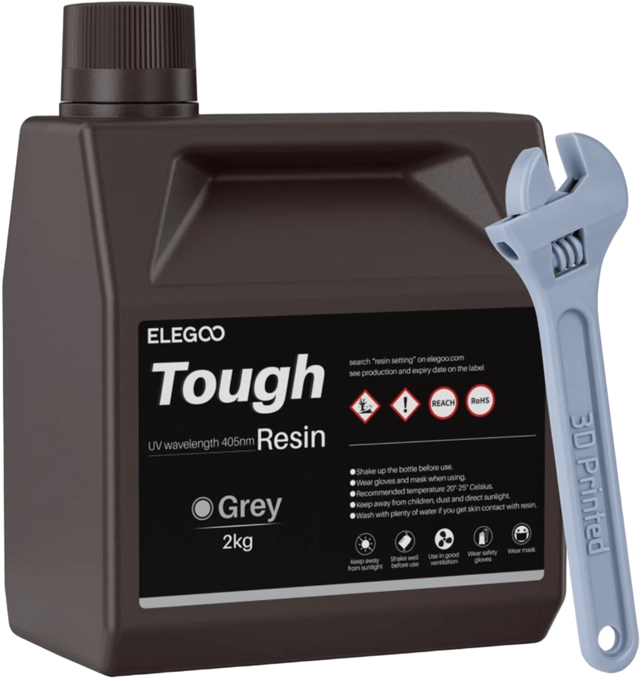 Гумовий фотополімер Elegoo Tough Resin 2кг сіра (50.103.0275) - Фото 1