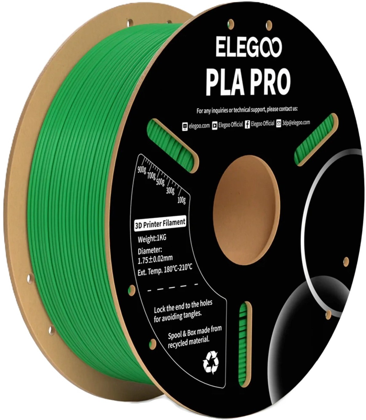 Нитка для PLA-картриджа Elegoo PLA PRO Filament 1.75мм зелений (50.203.0193) - Фото 1