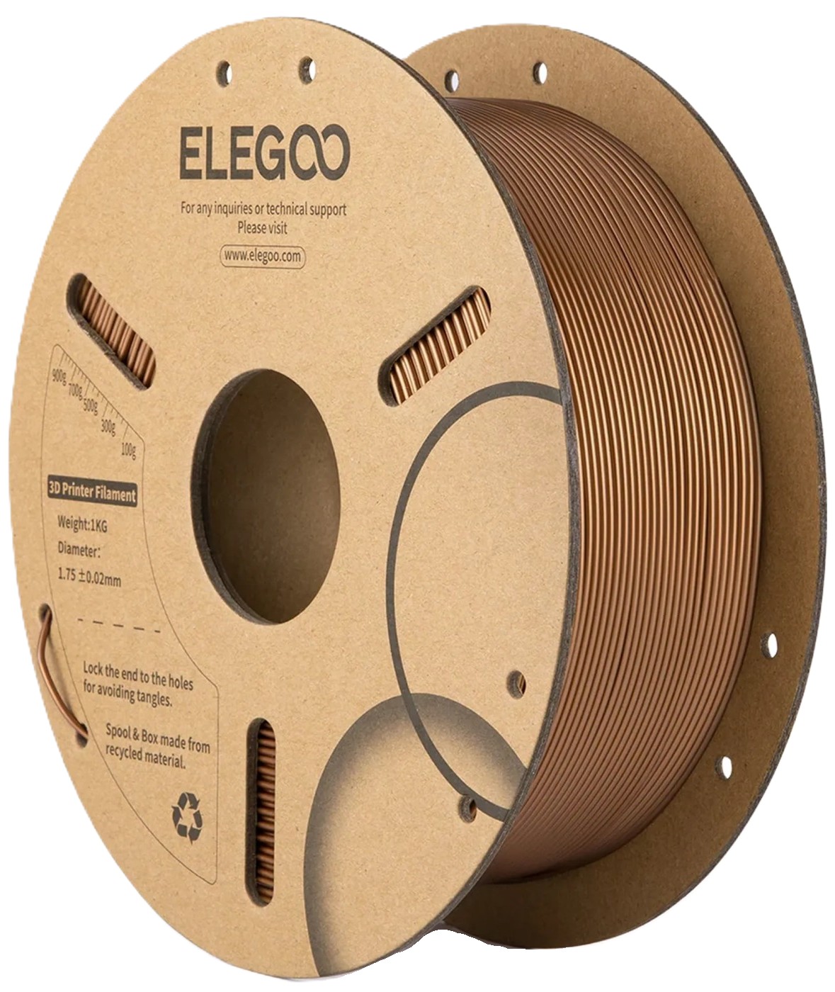 Купить Нитка для PLA-картриджа Elegoo Filament 1.75мм бронзовый (50.203.0465) - Фото 1 Нитка для PLA-картриджа Elegoo Filament 1.75мм бронзовый (50.203.0465) - Фото 1