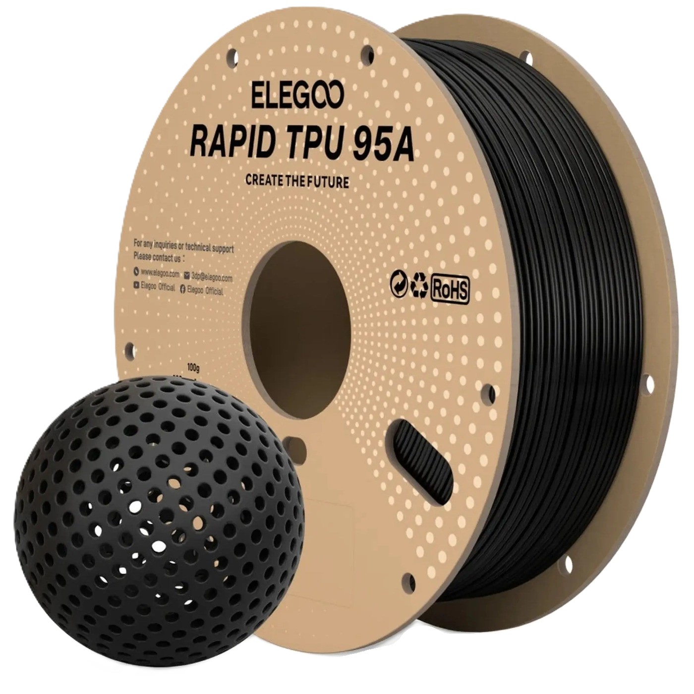 Купить Нитка для TPU-картриджа Elegoo Rapid Filament 1.75 мм черный (50.203.0631) - Фото 1 Нитка для TPU-картриджа Elegoo Rapid Filament 1.75 мм черный (50.203.0631) - Фото 1