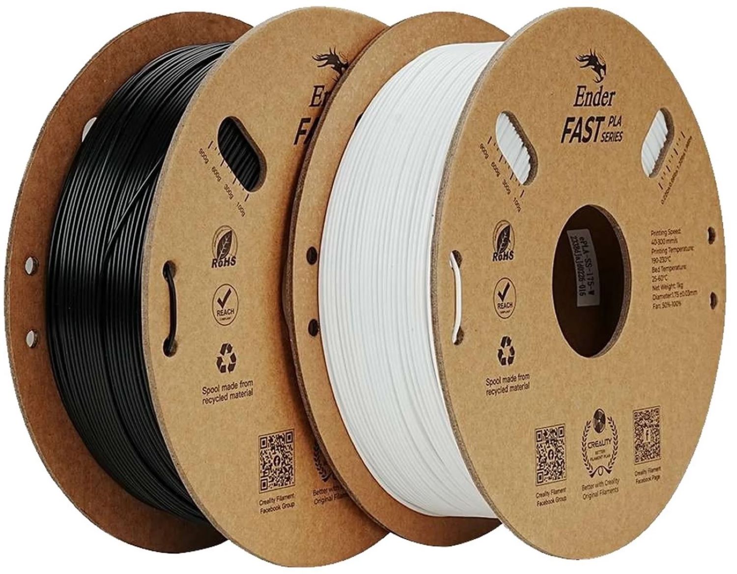 Нитка для PLA-картриджа Creality Ender 2x1кг, 1.75мм, Black та White (3301010395) - Фото 1