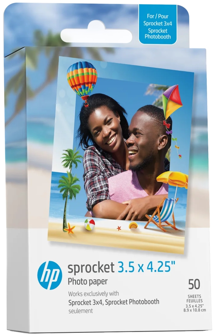 Фотоплёнка HP Sprocket Zink 3.5x4.25" глянцевая самоклеющаяся 50 шт. (HPIZ3X450) - Фото 1