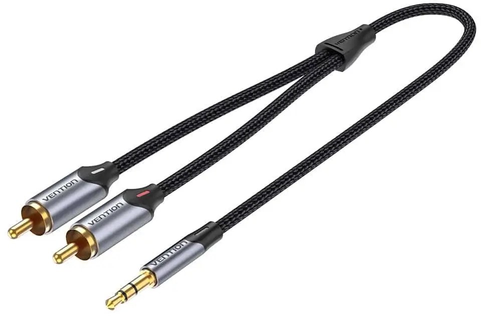 Кабель 3.5 мм - RCA Vention 2xRCA (M/M) 1.5 м Black (BCNBG) - Фото 1