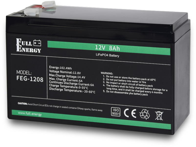 Акумулятор для ДБЖ Full Energy 12V 8AH LiFePO4 (FEG-128) - Фото 1