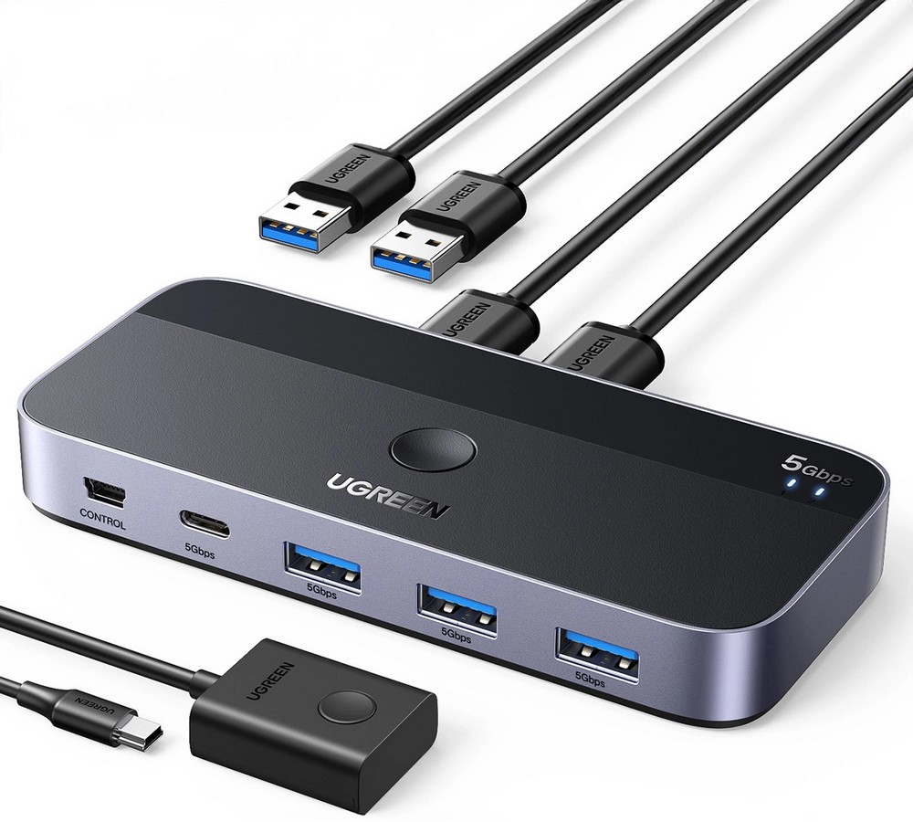 Купить Хаб USB UGREEN CM662 USB 3.0 Sharing Switch 2 In 4 Out Black (15705) - Фото 1 Хаб USB UGREEN CM662 USB 3.0 Sharing Switch 2 In 4 Out Black (15705) - Фото 1