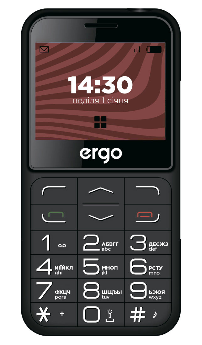 Мобильный телефон Ergo R231 Dual Sim Black - Фото 1