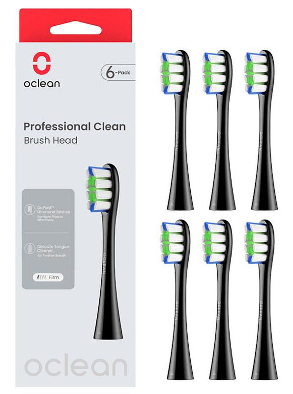 Насадка для зубной щетки Oclean P1C5 B06 Professional Clean Brush Head Black 6 шт. (6970810553864) - Фото 1