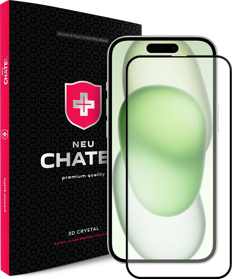 Защитное стекло для смартфона NEU Chatel Corning Gorilla Glass with Mesh for iPhone 15 Plus Front Black (+NEU3D15PNEWB) - Фото 1