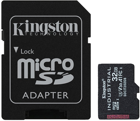 Карта памяти Kingston 32GB microSDHC Industrial C10 A1 pSL C Card + SD Adapter (SDCIT2/32GB) - Фото 1