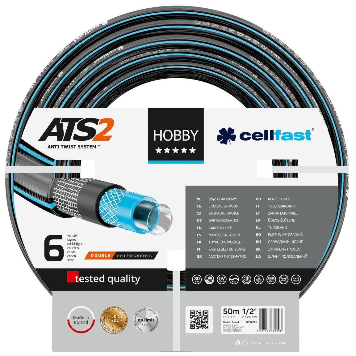 Шланг поливочний Cellfast Hobby Ats 1/2" (16-201) - Фото 1