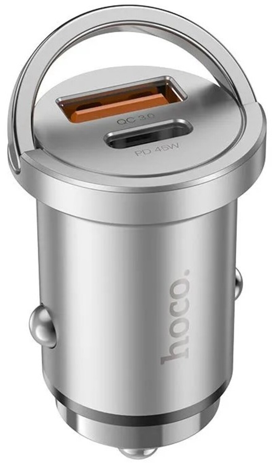 Автомобильное зарядное устройство HOCO NZ10 Handy PD45W+QC3.0 car charger Silver (6942007601825) - Фото 1