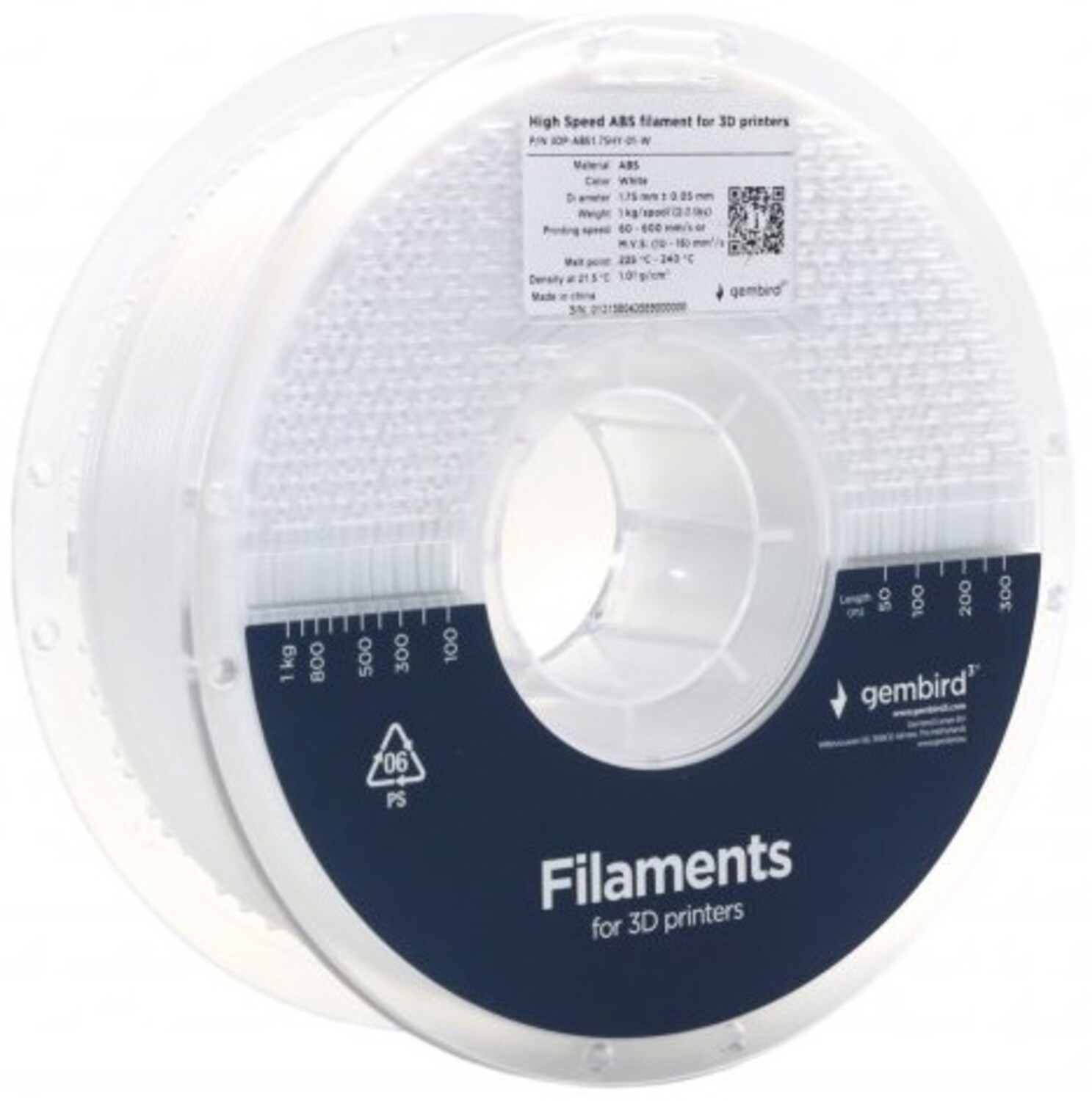 Купить Нитка для ABS-картриджа Gembird 1.75 мм White (3DP-ABS1.75HY-01-W) - Фото 1 Нитка для ABS-картриджа Gembird 1.75 мм White (3DP-ABS1.75HY-01-W) - Фото 1