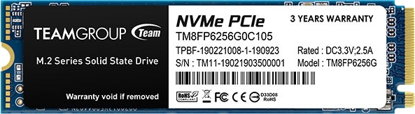 SSD-накопитель внутренний Team MP33 256GB M.2 2280 PCIe 3.0 x4 3D TLC (TM8FP6256G0C101) - Фото 1