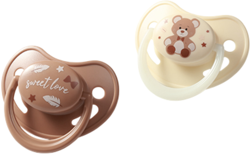 Анатомическая пустышка BabyOno 0-6 мес. бежевая/коричневая (1670/01) - Фото 1
