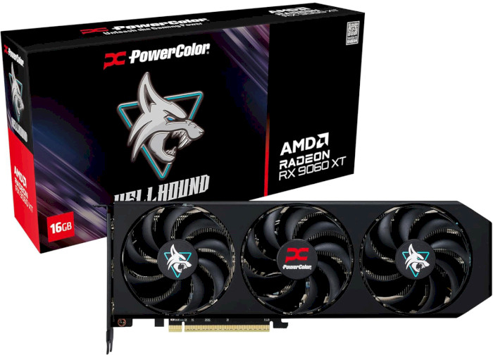 Видеокарта PowerColor AMD Radeon RX 9060 XT 16GB GDDR6 Hellhound (RX9060XT 16G-L/OC) - Фото 1
