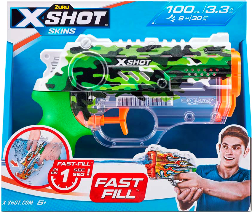 Водяной бластер ZURU X-Shot Fast FIill Sins Nano Jungle Camo (11853B) - Фото 1
