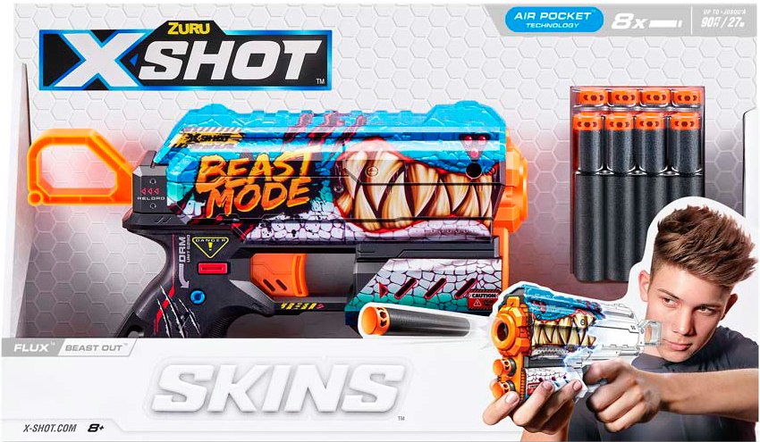Бластер багатозарядний ZURU X-Shot Skins Flux Beast Out (36516L) - Фото 1
