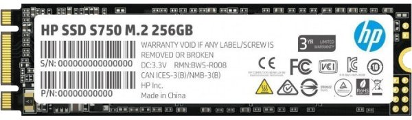 SSD-накопитель внутренний HP 256Gb S750 M.2 2280 SATA III 3D NAND Retail (16L55AA) - Фото 1