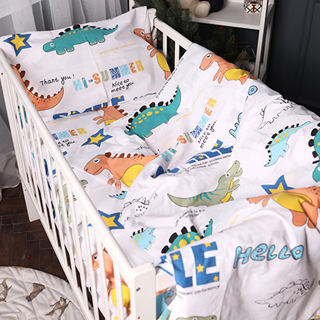 Комплект постільної білизни дитячий MirSon Kids Time 17-0697 Colorful Dinosaurs 143 x 210 см Бязь (2200010459425) - Фото 1