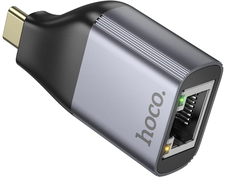 Перехідник HOCO UA35 Type-C to RJ45 Metal Gray (6942007645607) - Фото 1
