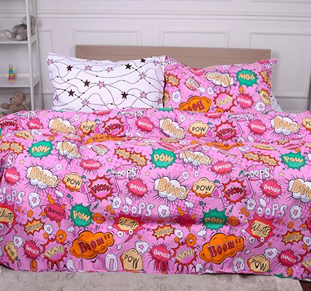 Комплект постільної білизни дитячий MirSon 143х210 см Kids Time 17-0512 Bombs pink Бязь (2200007073252) - Фото 1