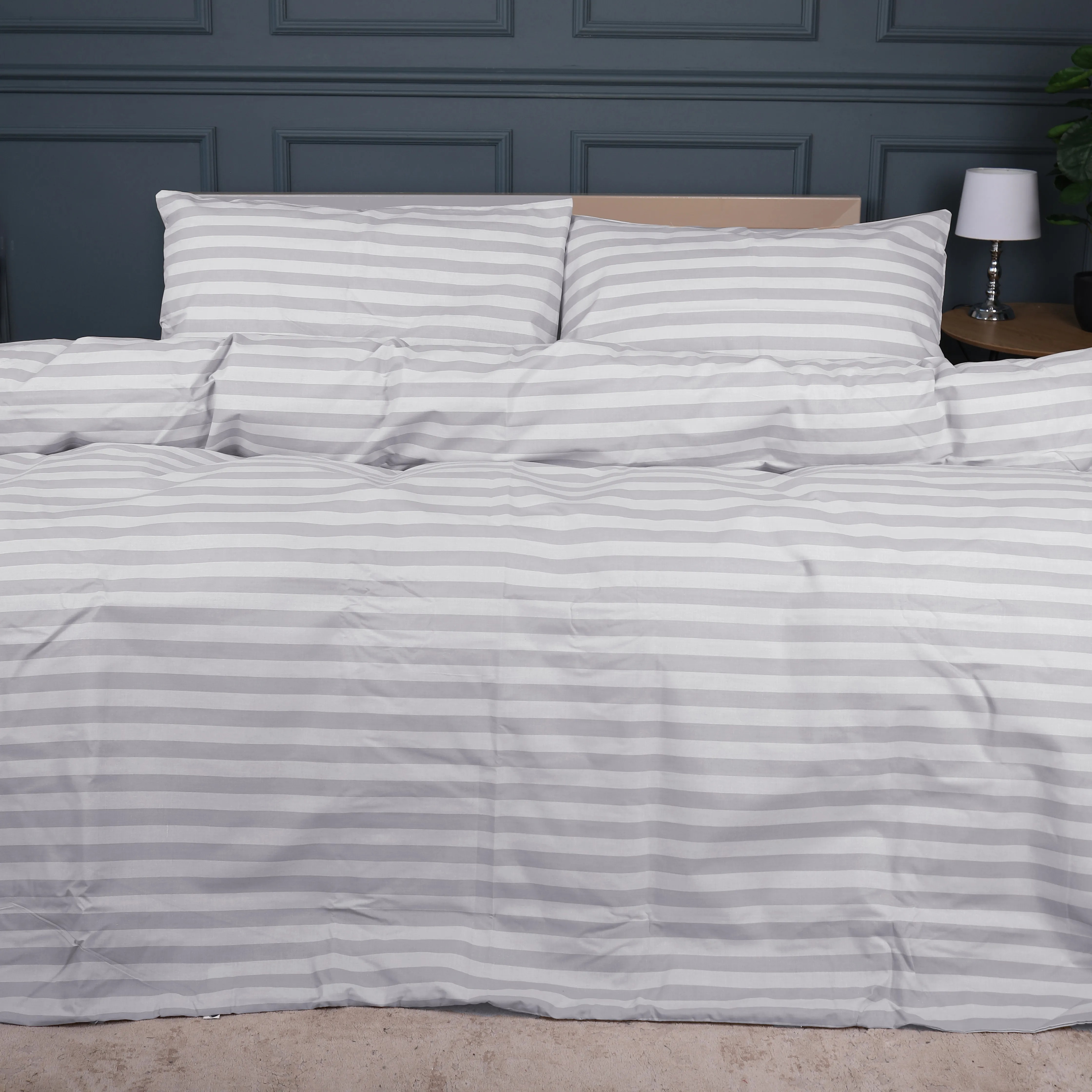 Комплект постільної білизни MirSon 143 x 210 Ranforce Elite 17-0600 Stripe White Gray Ранфорс (2200008048570) - Фото 1